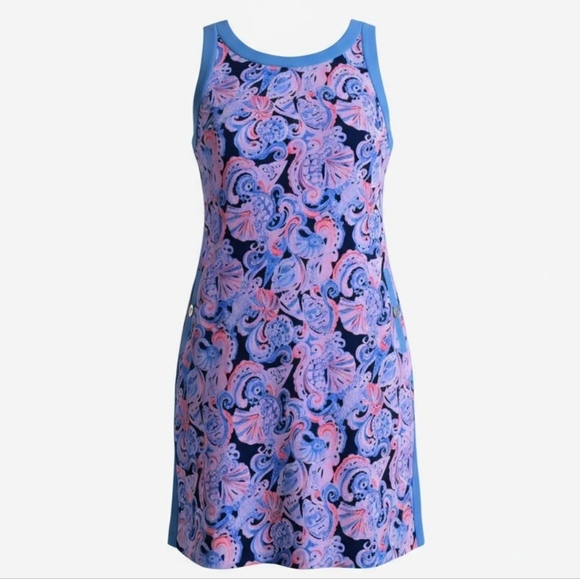 Lilly Pulitzer Dresses & Skirts - Lilly Pulitzer Angie Stretch Shift High Tide Navy Its For Shore Dress Size 10
